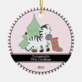 Erste Weihnacht "Zebra Keramik Ornament (Vorne)