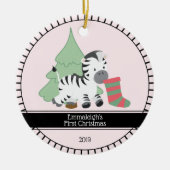 Erste Weihnacht "Zebra Keramik Ornament (Vorne)