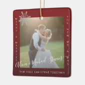 Erste Weihnachten 2 Fotos Mr. and Mrs. Keramikornament (Links)