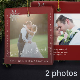 Erste Weihnachten 2 Fotos Mr. and Mrs. Keramikornament