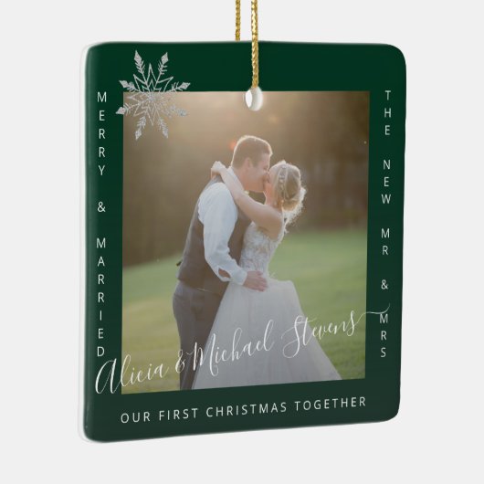 Erste Weihnachten 2 Fotos Mr. und Mrs. Keramikornament (Rechts)