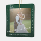 Erste Weihnachten 2 Fotos Mr. und Mrs. Keramikornament (Links)