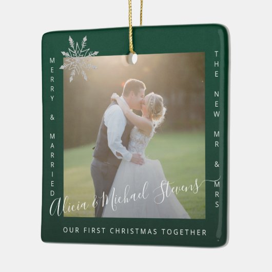 Erste Weihnachten 2 Fotos Mr. und Mrs. Keramikornament (Links)