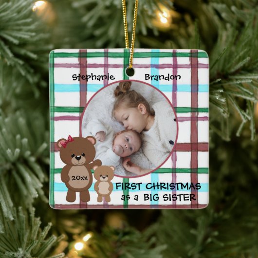 Erste Weihnachten als Big Sister Personalisiertes  Keramikornament (Baum)
