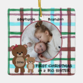 Erste Weihnachten als Big Sister Personalisiertes  Keramikornament (Vorderseite)
