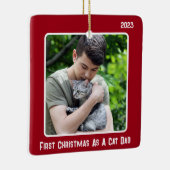 Erste Weihnachten als Chat Vater 2 Foto Rot Modern Keramikornament (Rechts)