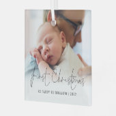 Erste Weihnachten als Daddy Foto Overlay Ornament Aus Glas (Vorderseite links)
