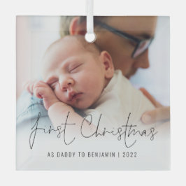 Erste Weihnachten als Daddy Foto Overlay Ornament Aus Glas