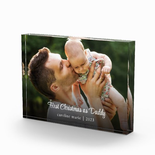 Erste Weihnachten als Daddy New Baby Elegant Scrip Fotoblock (Rechts)