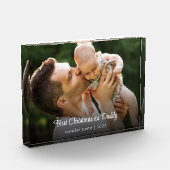 Erste Weihnachten als Daddy New Baby Elegant Scrip Fotoblock (Links)