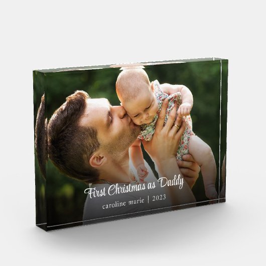 Erste Weihnachten als Daddy New Baby Elegant Scrip Fotoblock (Links)