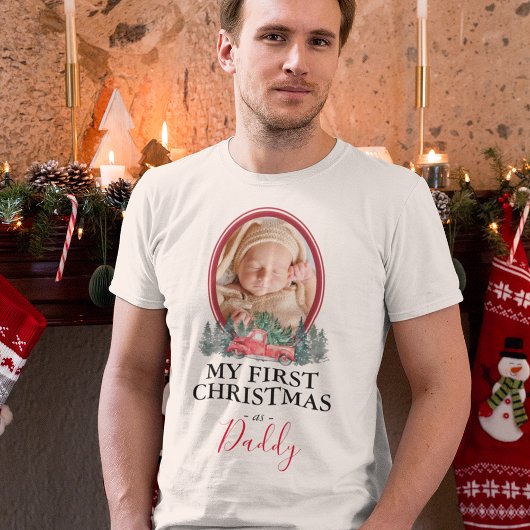 Erste Weihnachten als Daddy Red Truck T - Shirt