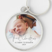 Erste Weihnachten als Dadname Foto Overlay Schlüsselanhänger (Vorne)