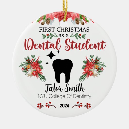 Erste Weihnachten als Dentalschmuck Keramik Ornament (Vorne)
