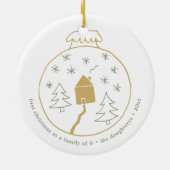 Erste Weihnachten als eine Familie von sechs Perso Keramik Ornament (Hinten)