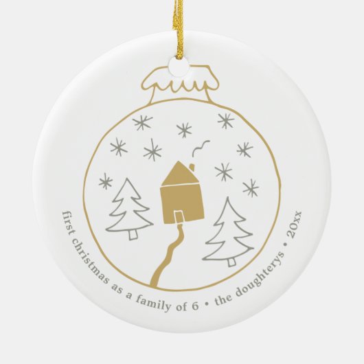 Erste Weihnachten als eine Familie von sechs Perso Keramik Ornament (Hinten)