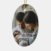 Erste Weihnachten als Eltern Foto Keramik Ornament (Links)