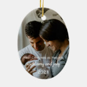 Erste Weihnachten als Eltern Foto Keramik Ornament (Hinten)