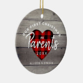 Erste Weihnachten als Eltern rustikal Personalisie Keramik Ornament (Rechts)