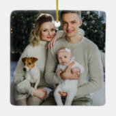 Erste Weihnachten als Familie Berry Greenery 2 Fot Keramikornament (Rückseite)