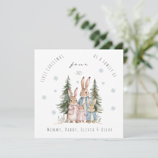 Erste Weihnachten als Familie des Vier Kaninchen (Stehend Vorderseite)