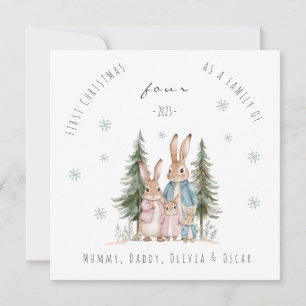 Erste Weihnachten als Familie des Vier Kaninchen
