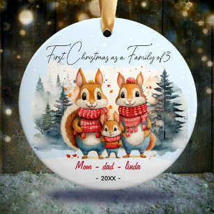 Erste Weihnachten als Familie von 3 Kaninchen Keramik Ornament