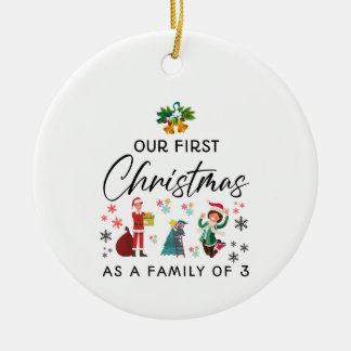 erste Weihnachten als Familie von 3 Keramik Ornament