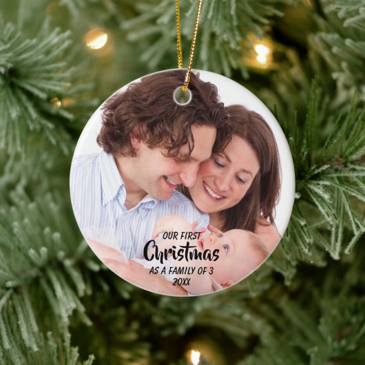 Erste Weihnachten als Familie von 3 Keramik Ornament (Baum)