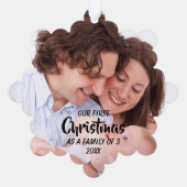 Erste Weihnachten als Familie von 3 Ornament Karte (Rückseite)
