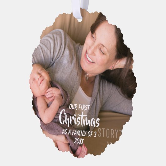 Erste Weihnachten als Familie von 3 Ornament Karte (Links)