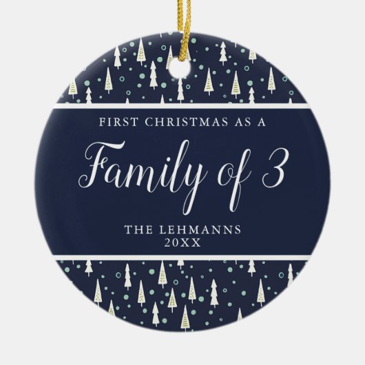 Erste Weihnachten als Familie von 3 Personalisiert Keramik Ornament (Vorne)