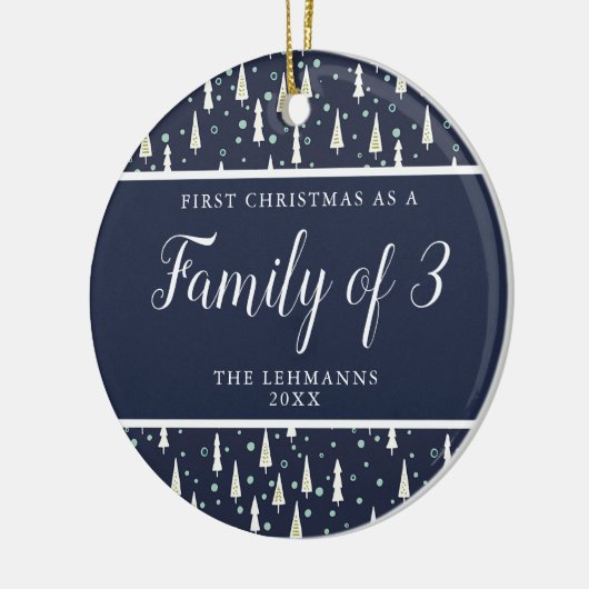 Erste Weihnachten als Familie von 3 Personalisiert Keramik Ornament (Links)