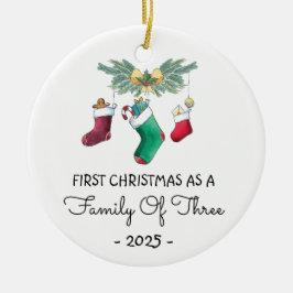 Erste Weihnachten als Familie von drei 2025 Keramik Ornament