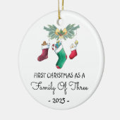 Erste Weihnachten als Familie von drei 2025 Keramik Ornament (Links)