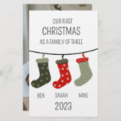 Erste Weihnachten als Familie von drei Briefpapier (Vorne/Hinten)