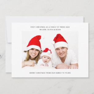 Erste Weihnachten als Familie von drei Fotos