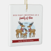 Erste Weihnachten als Familie von drei Fotos Keramikornament (Rechts)
