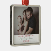Erste Weihnachten als Familie von drei Fotos Ornament Aus Metall (Rechts)