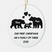 Erste Weihnachten als Familie von drei Keramik Ornament (Links)