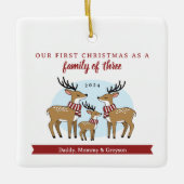 Erste Weihnachten als Familie von drei Keramikornament (Vorderseite)