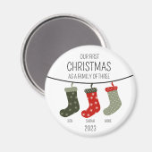 Erste Weihnachten als Familie von drei Magnet (Vorderseite/Rückseite)