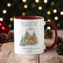 Erste Weihnachten als Familie von drei Niedlichen  Tasse