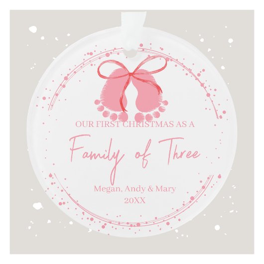 Erste Weihnachten als Familie von drei Ornamenten Ornament