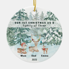 Erste Weihnachten als Familie von drei Personalisi Keramik Ornament