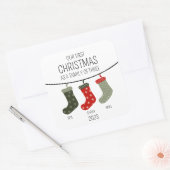 Erste Weihnachten als Familie von drei Quadratischer Aufkleber (Umschlag)