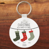 Erste Weihnachten als Familie von drei Schlüsselanhänger (Vorderseite)