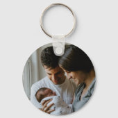 Erste Weihnachten als Familie von drei Schlüsselanhänger (Rückseite)