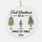 Erste Weihnachten als Familie von drei Wasserfarbe Keramik Ornament (Hinten)