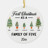 Erste Weihnachten als Familie von fünf Aquarellfar Keramik Ornament (Vorne)